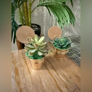 Set of two new handmade artificial succulent plants.